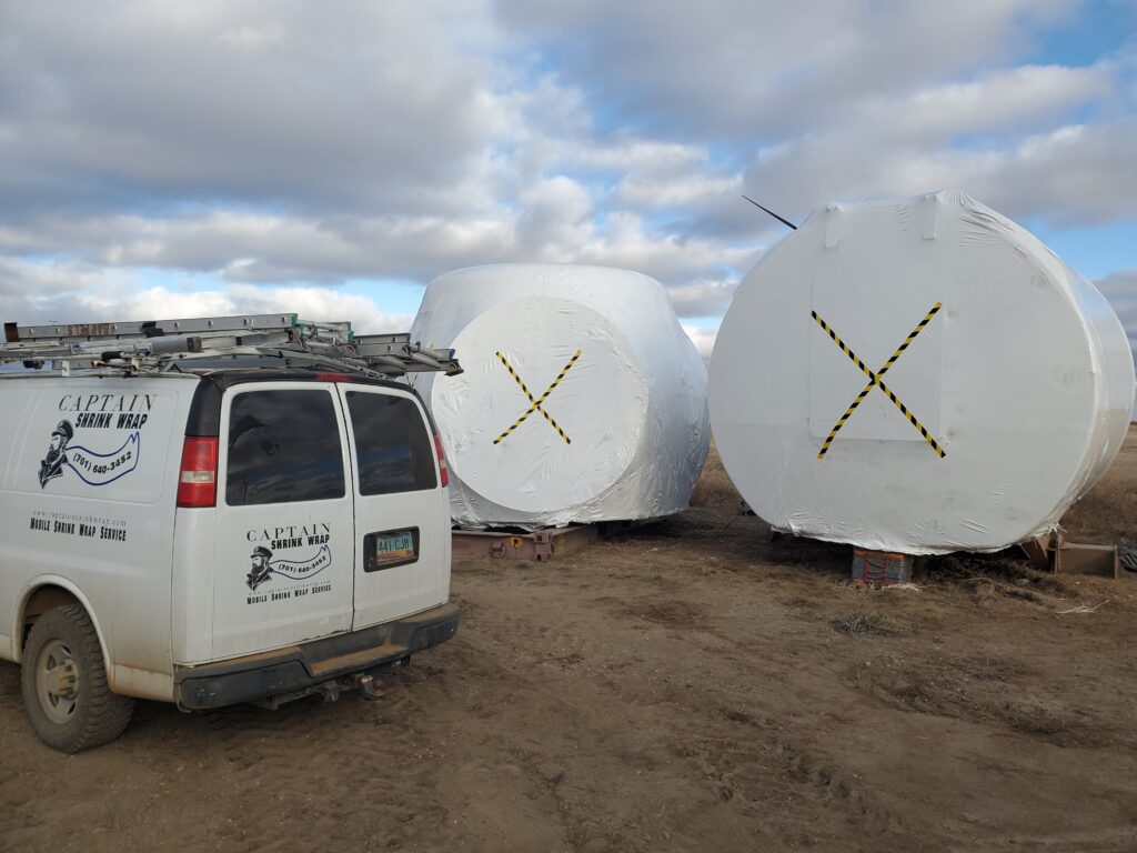 Nacelle and Hub Components Weatherproofed for Outdoor Storage at Bison Wind Farm in New Salem, ND